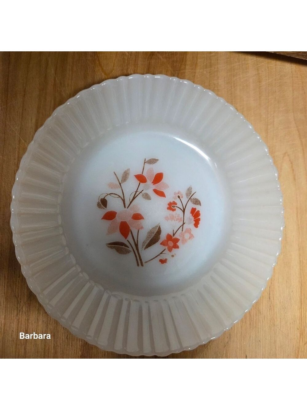 Vintage Set of 2 Mexican Termocrisa Milk Glass Dessert Plates